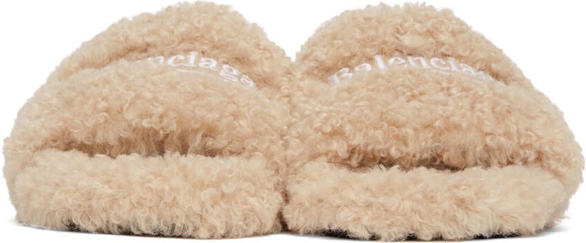 Balenciaga Beige Furry Sildes - Picture 3