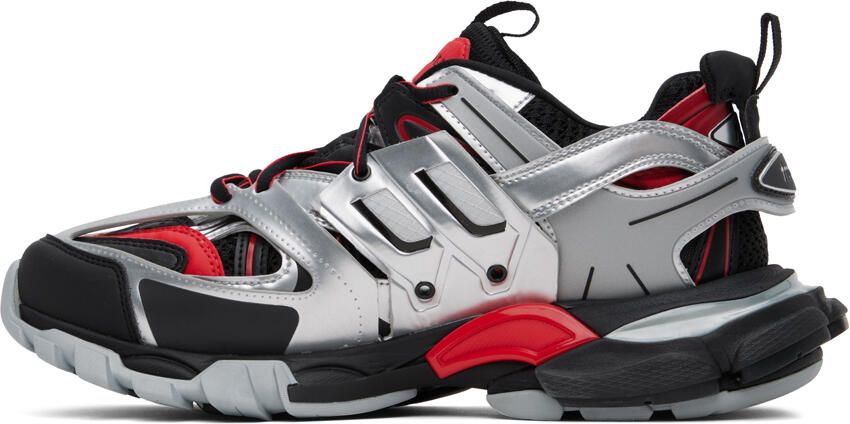 Balenciaga Black & Silver Track Sneakers - Picture 3