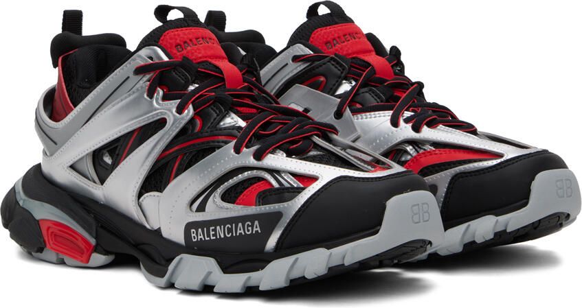 Balenciaga Black & Silver Track Sneakers - Picture 2