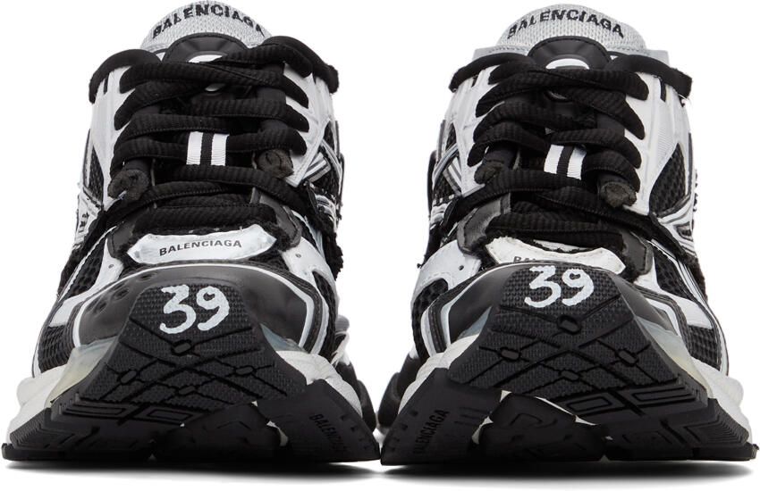 Balenciaga Black & White Runner Sneakers - Picture 3
