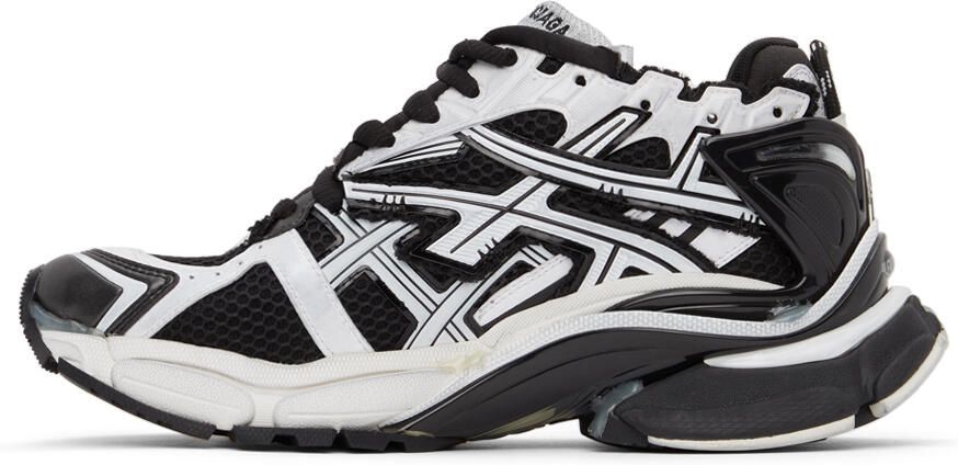Balenciaga Black & White Runner Sneakers - Picture 4
