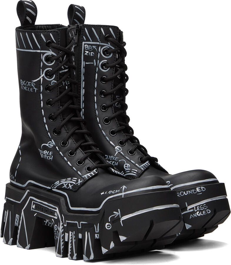 Balenciaga Black Bulldozer Lace-Up Boots - Picture 2