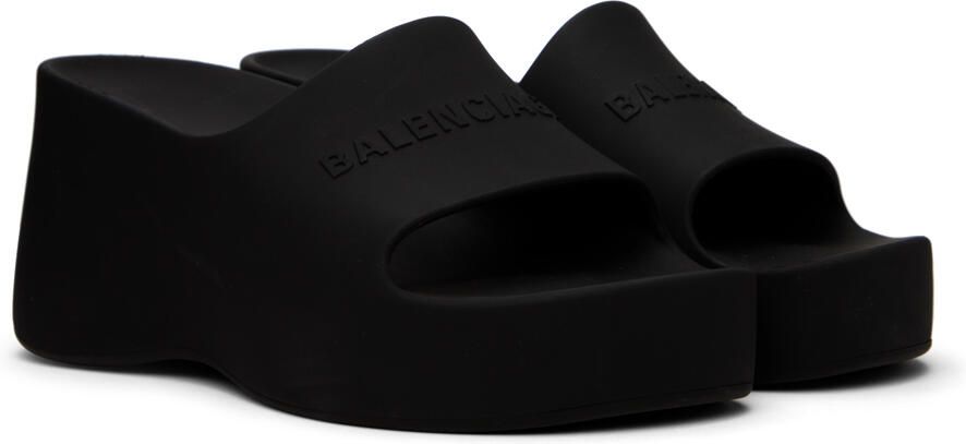 Balenciaga Black Chunky Wedge Sandals - Picture 2