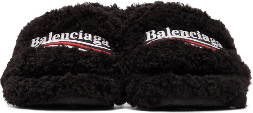 Balenciaga Black Furry 80mm Heeled Sandals - Picture 3