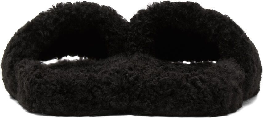 Balenciaga Black Furry Slide Sandals