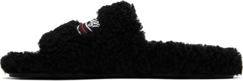 Balenciaga Black Furry Slides - Picture 3
