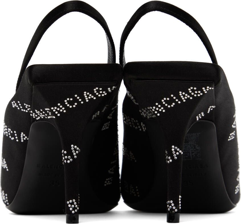 Balenciaga Black Square Knife Slingback Heels