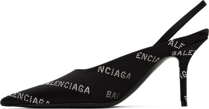 Balenciaga Black Square Knife Slingback Heels - Picture 3