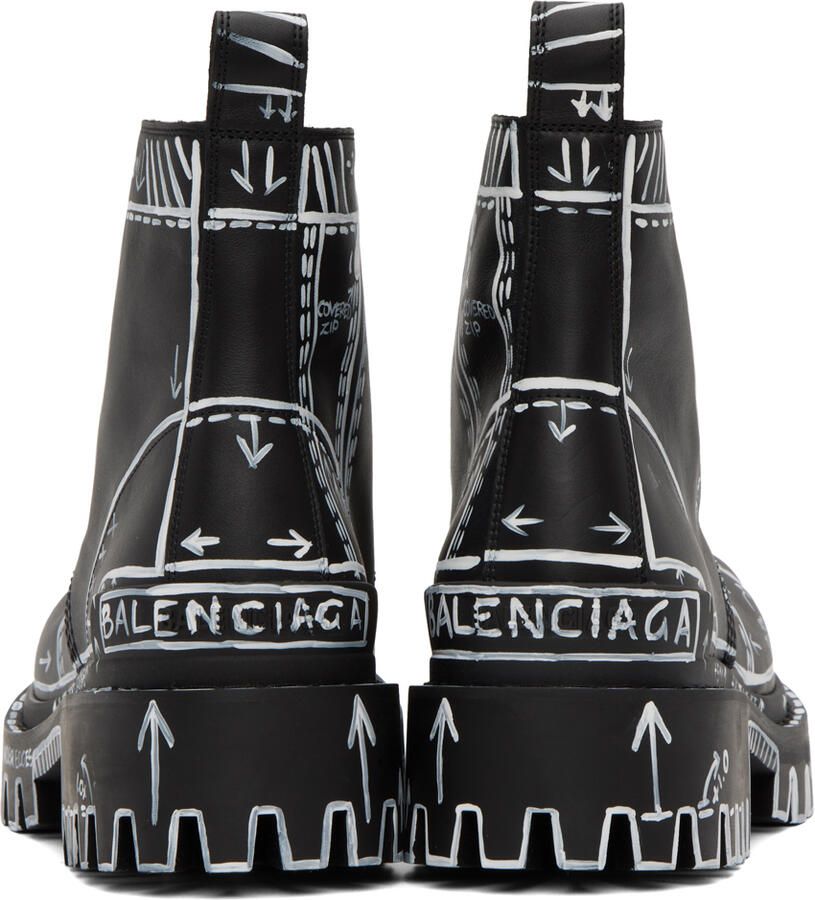 Balenciaga Black Strike Lace-Up Boots