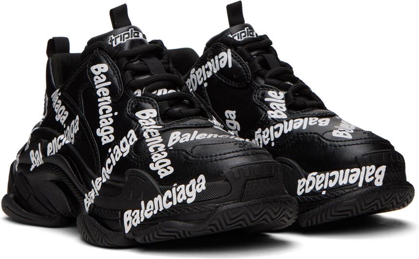 Balenciaga Black Tripe S Logotype Sneakers - Picture 2