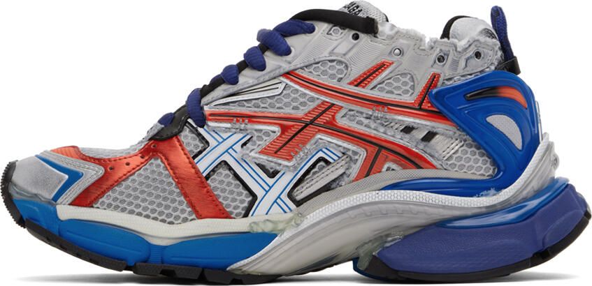 Balenciaga Gray & Blue Runner Sneakers - Picture 3