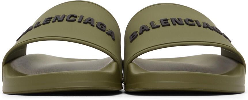 Balenciaga Khaki Pool Slides - Picture 2