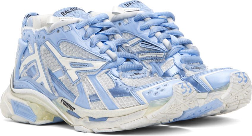 Balenciaga Off-White & Blue Runner Sneakers - Picture 2