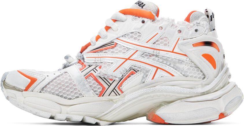 Balenciaga Orange & Off-White Runner Sneakers - Picture 3