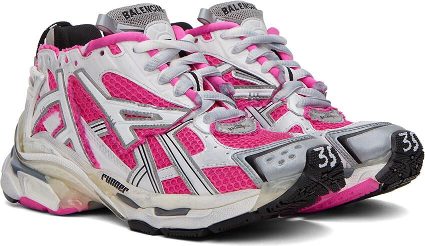 Balenciaga Pink & White Runner Low-Top Sneakers - Picture 2