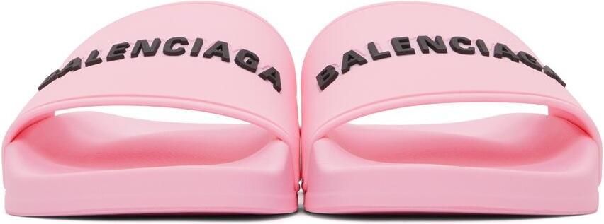 Balenciaga Pink Logo Pool Slides - Picture 3