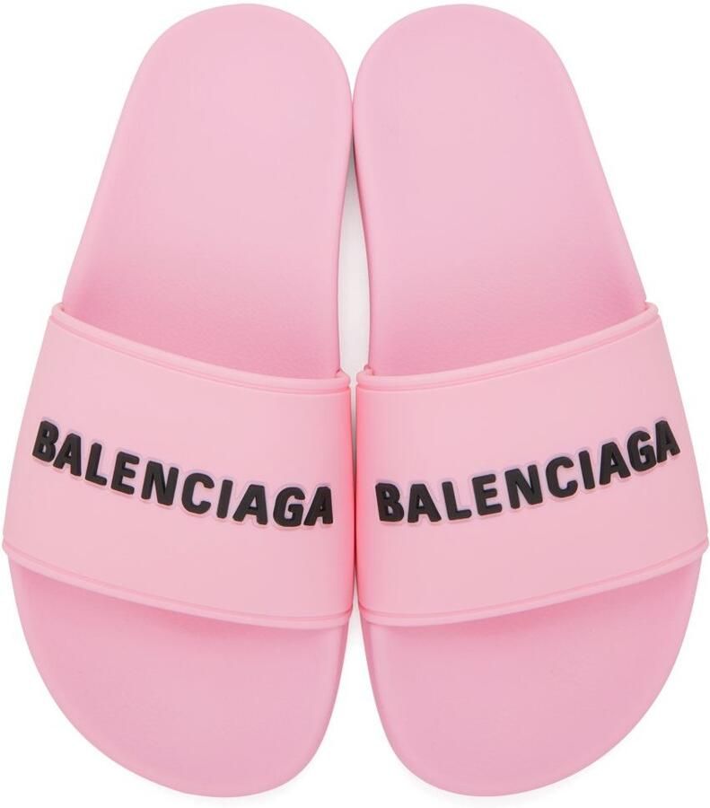 Balenciaga Pink Logo Pool Slides