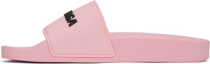 Balenciaga Pink Logo Pool Slides - Picture 4
