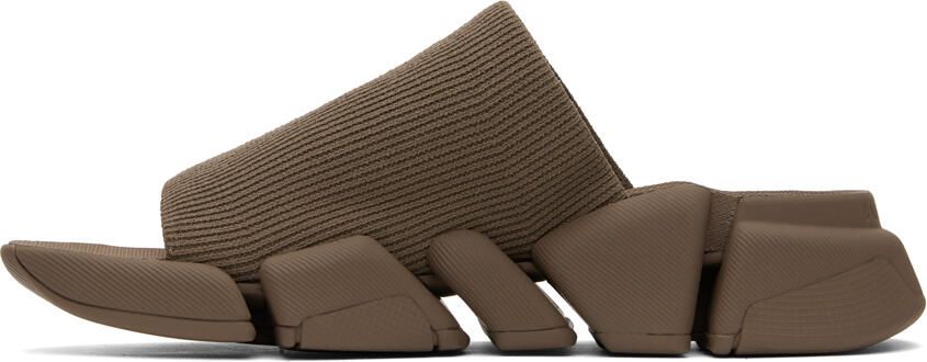 Balenciaga Taupe Speed 2.0 Slides - Picture 3