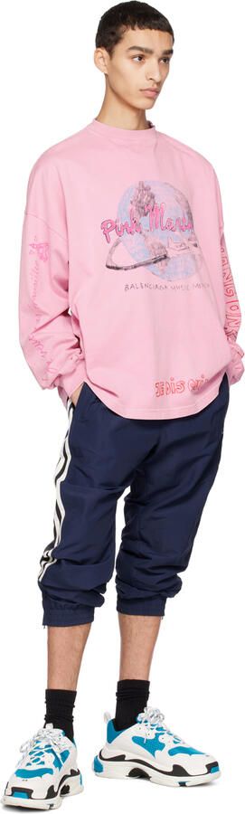 Balenciaga White & Blue Triple S Sneakers - Picture 4