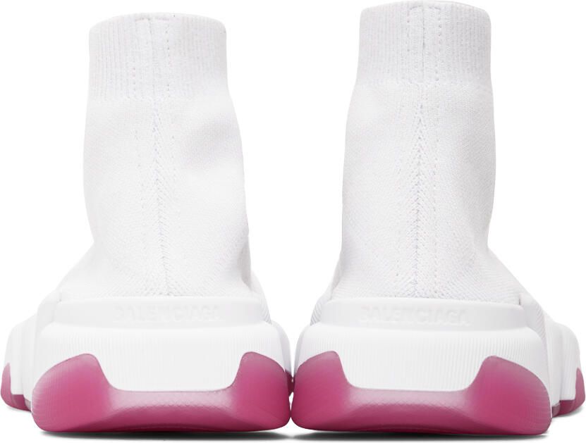 Balenciaga White & Pink Speed 2.0 Sneakers