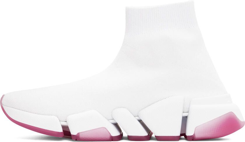 Balenciaga White & Pink Speed 2.0 Sneakers - Picture 3