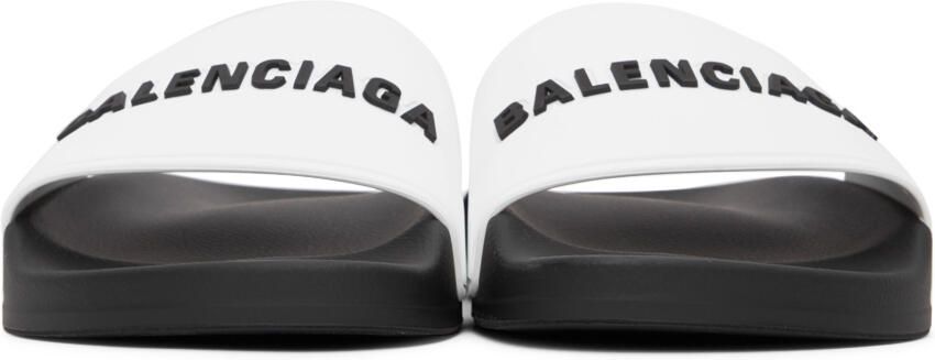 Balenciaga White Logo Pool Slides - Picture 3