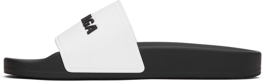 Balenciaga White Logo Pool Slides - Picture 4
