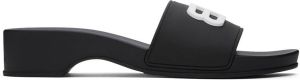Balenciaga Black Pool BB Wedge Slide Sandals