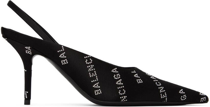 Balenciaga Black Square Knife Slingback Heels