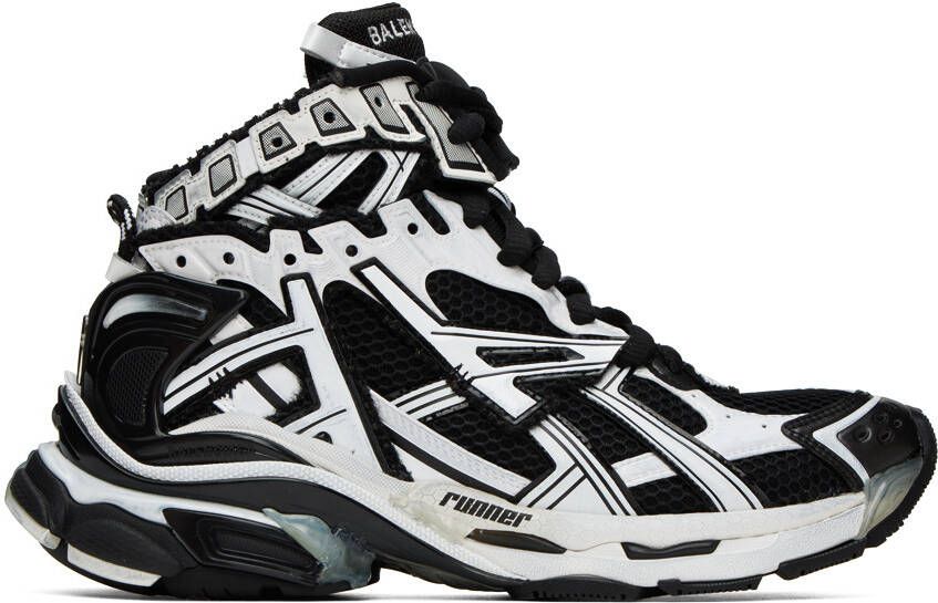 Balenciaga White & Black High Runner Sneakers