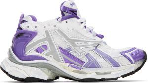 Balenciaga White & Purple Runner Sneakers