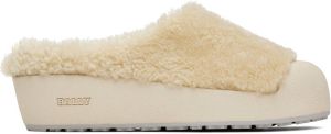 Bally White Crans Shearling Slippers