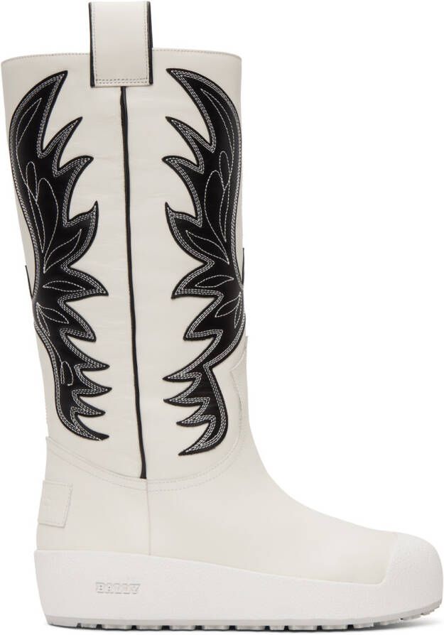 Bally White Curling Montana Combat Boots - Picture 2
