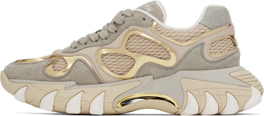 Balmain Beige & Gray B-East Sneakers - Picture 3