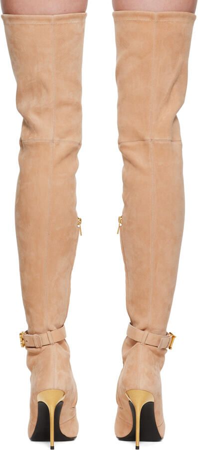 Balmain Beige Raven Tall Boots
