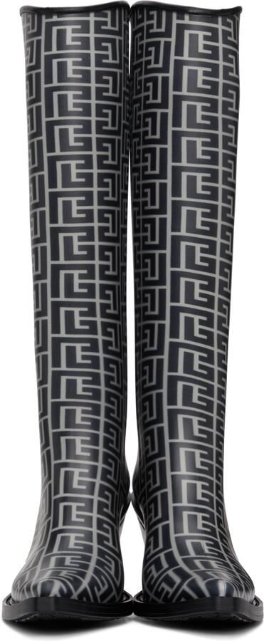 Balmain Black & Beige Rubber Monogram Tessa Boots - Picture 2