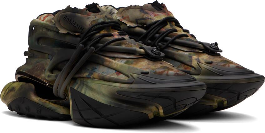Balmain Black & Khaki Unicorn Sneakers - Picture 2