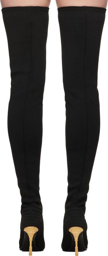 Balmain Black Engraved Tall Boots
