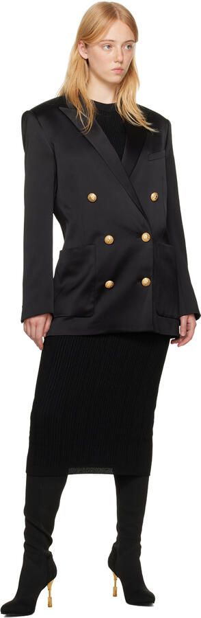 Balmain Black Engraved Tall Boots - Picture 3