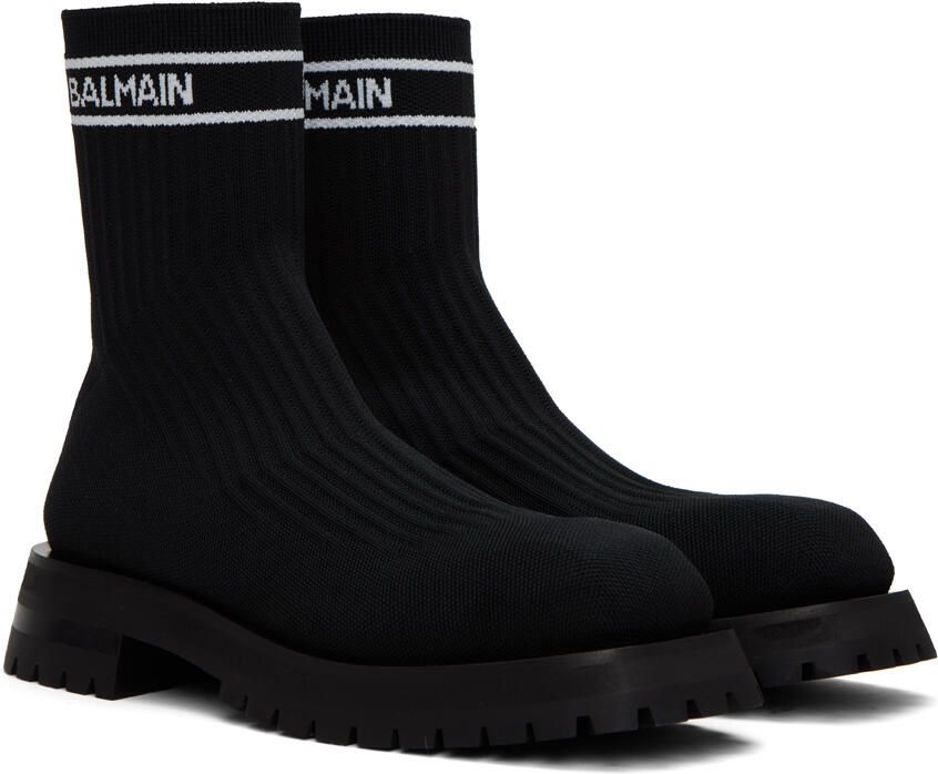 Balmain Black Knit Boots - Picture 3