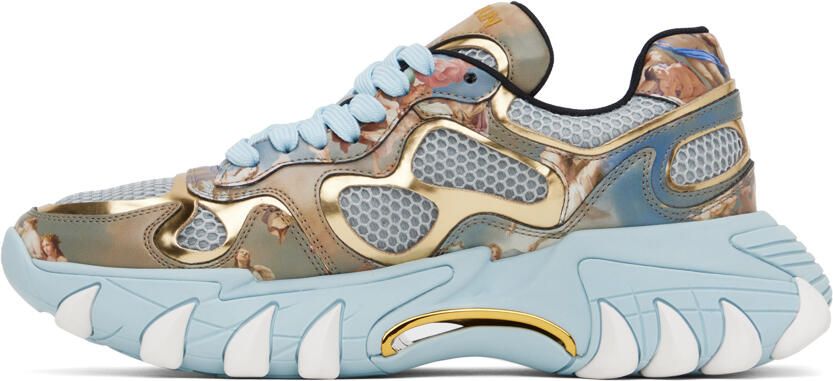 Balmain Blue & Gold B-East Sneakers - Picture 3