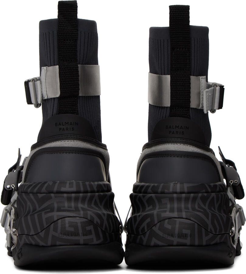 Balmain Gray B-Bold High-Top Sneakers