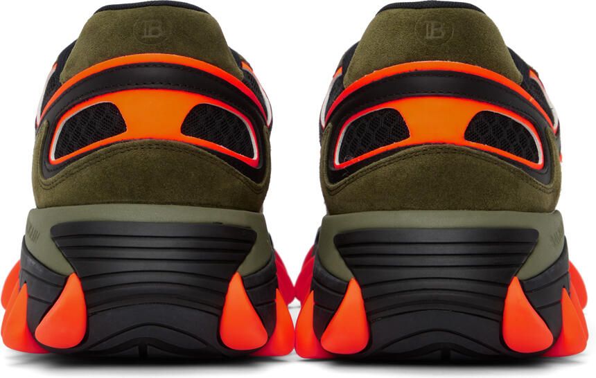 Balmain Khaki & Orange B-East Sneakers - Picture 4