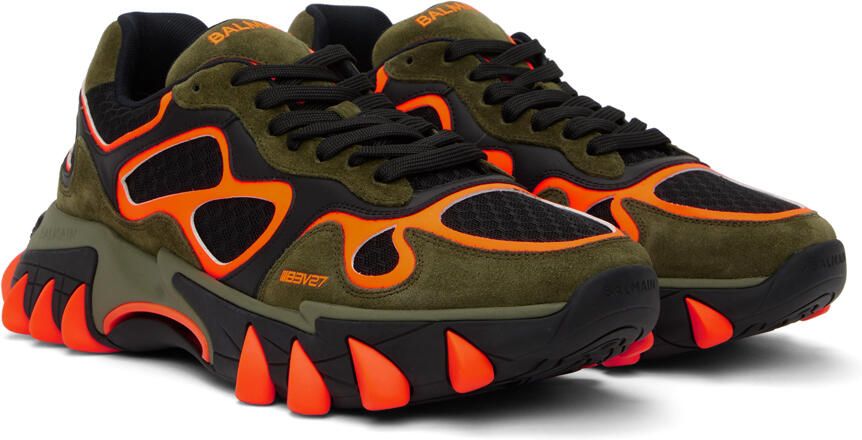 Balmain Khaki & Orange B-East Sneakers
