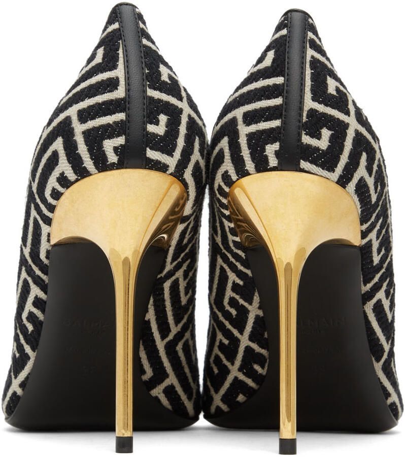 Balmain Off-White & Black Jacquard Ruby Pumps