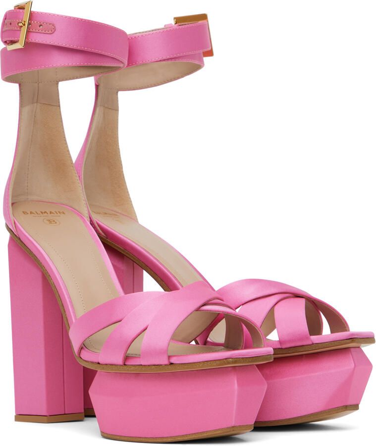Balmain Ava satin 140mm platform sandals Pink - Picture 2