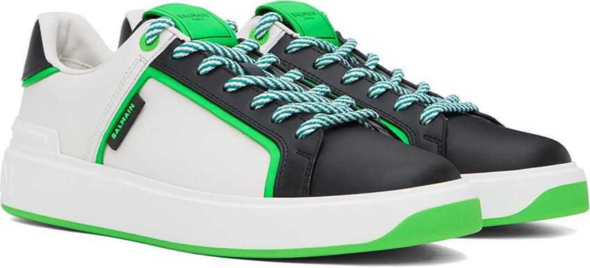Balmain White & Black B-Court Sneakers - Picture 2