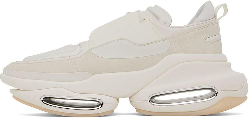 Balmain White B-Bold Low-Top Sneakers - Picture 3