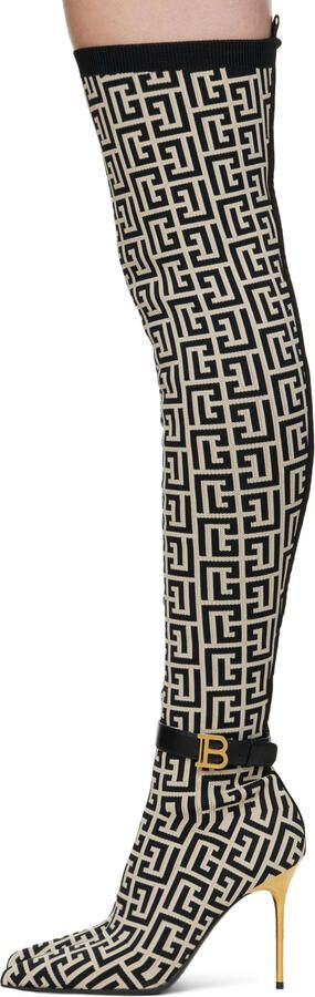 Balmain White Raven Tall Boots - Picture 3